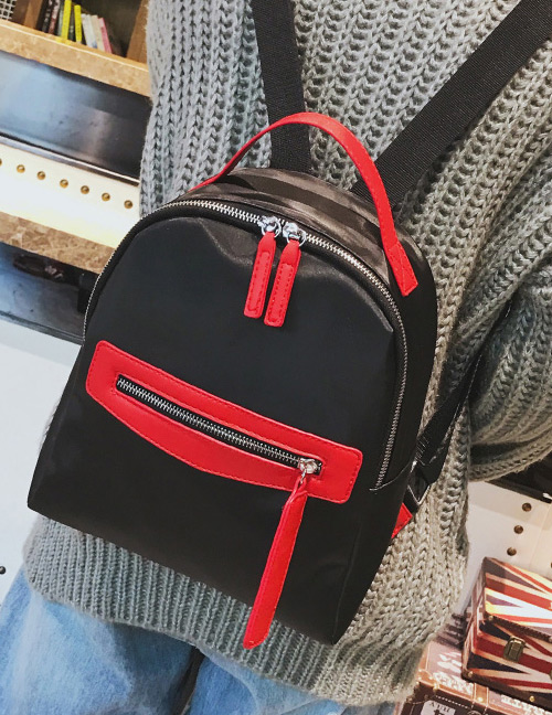 Fashion Red Color-matching Decorated Backpack