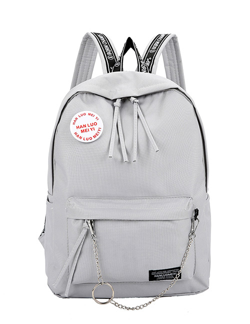 Fashion Gray Chain Decorated Backpack