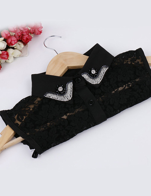 Elegant Black Hollow Out Decorated Fake Collar