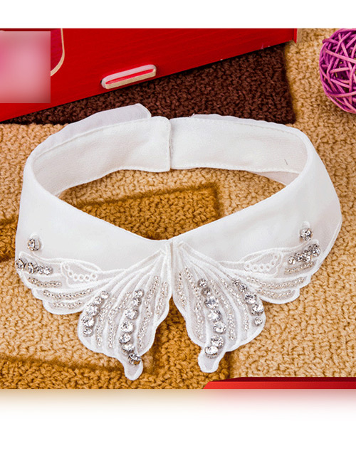 Elegant White Butterfly Shape Decorated Fake Collar