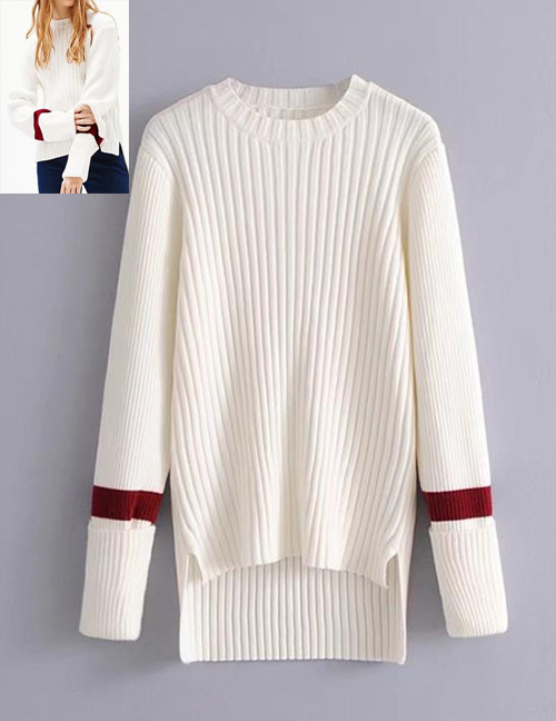 Fashion Beige Color-matching Decorated Sweater