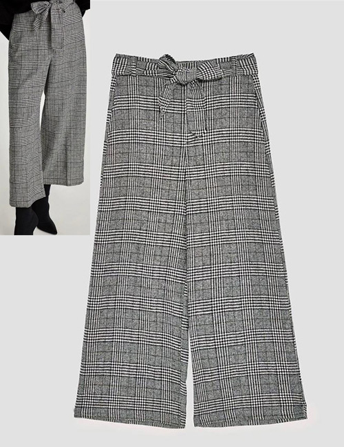 Elegant Gray Bowknot Shape Decorated Pants