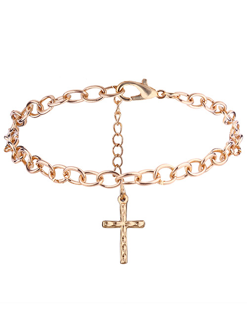 Elegnt Gold Color Cross Shape Decorated Bracelet