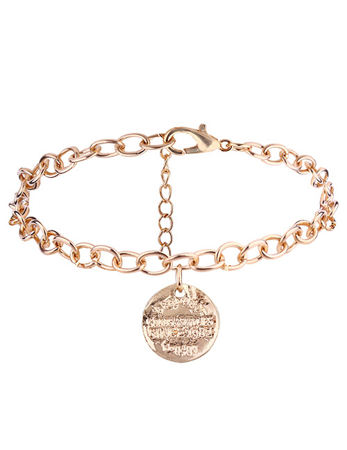 Elegnt Gold Color Metal Round Shape Decorated Bracelet