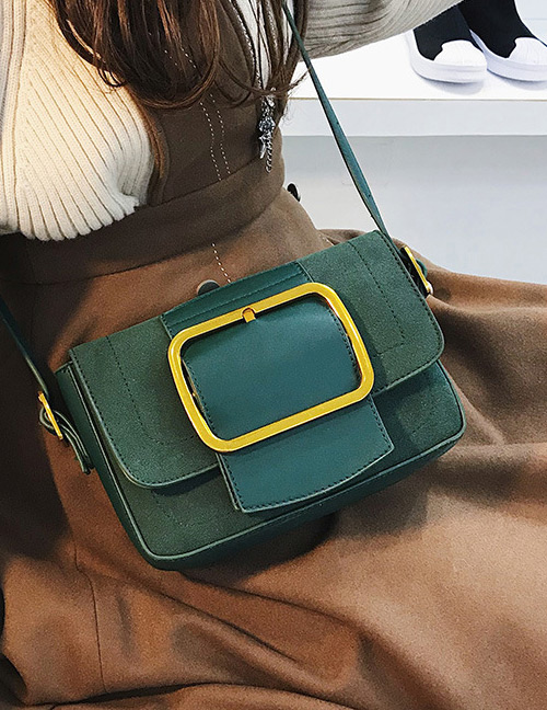 Elegant Green Square Shape Decorated Bag