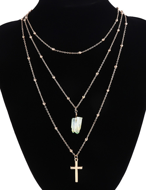 Fashion Green Cross Decorated Necklace