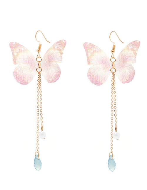Fashion Pink Butterfly Shape Decorated Earrings