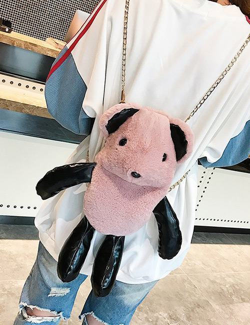 Fashion Pink Bear Shape Decorated Backpack