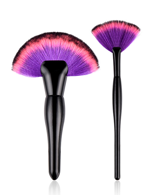 Fashion Light Pureple+black Sector Shape Decorated Makeup Brush (2 Pcs )