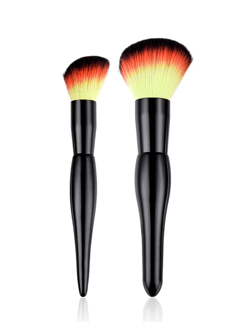 Fashion Orange+black Sector Shape Decorated Makeup Brush (2 Pcs )