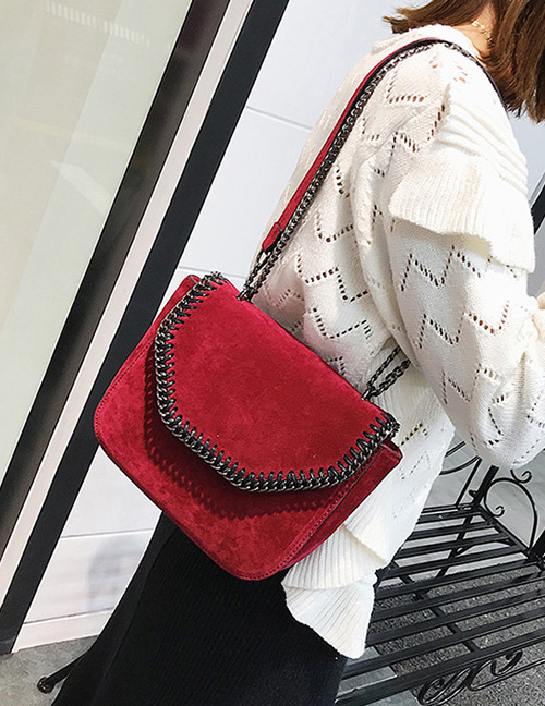 Fashion Red Chain Decorated Shoulder Bag