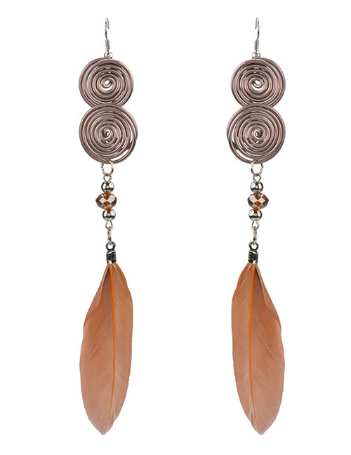 Fashion Brown Pure Color Decorated Earrings