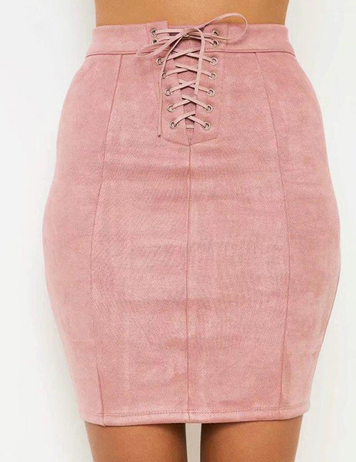 Fashion Pink Lacing Decorated Skirt