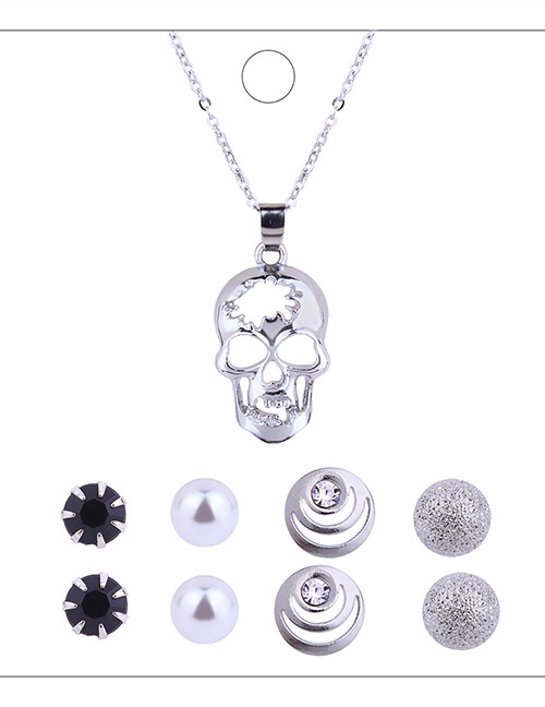 Fashion Silver Colour+black Skull Shape Decorated Jewelry Set ( 9 Pcs)