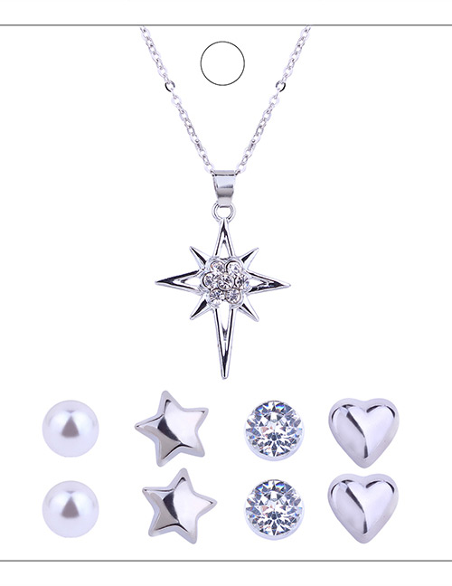 Fashion Silver Colour Star&heart Shape Decorated Jewelry Set (9 Pcs)