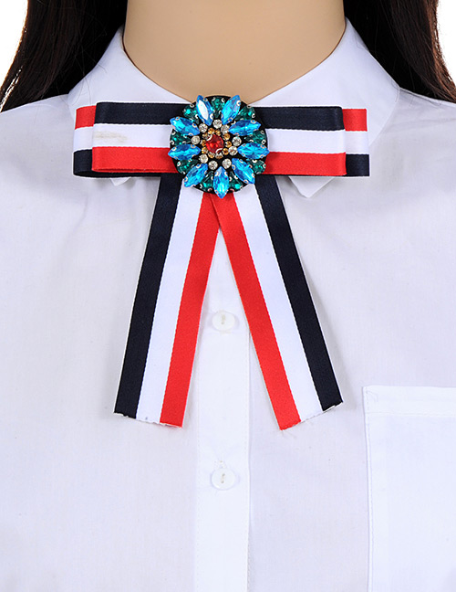 Trendy Multi-color Flower Shape Decorated Bowknot Brooch
