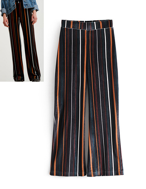 Trendy Multi-color Stripe Pattern Decorated Trousers