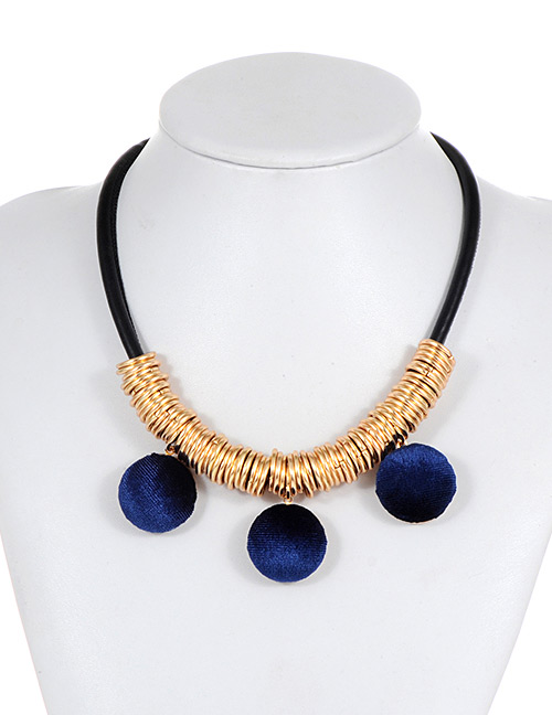 Fashion Blue Pom Ball Decorated Necklace