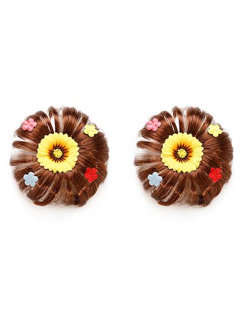 Fashion Yellow Sunflower Shape Decorated Baby Hair Clip(1 Pair)