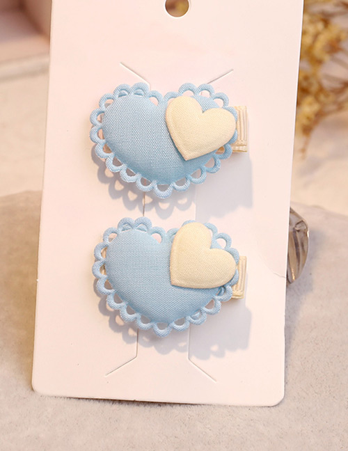 Fashion Light Blue Heart Shape Decorated Hair Clip (1pair)