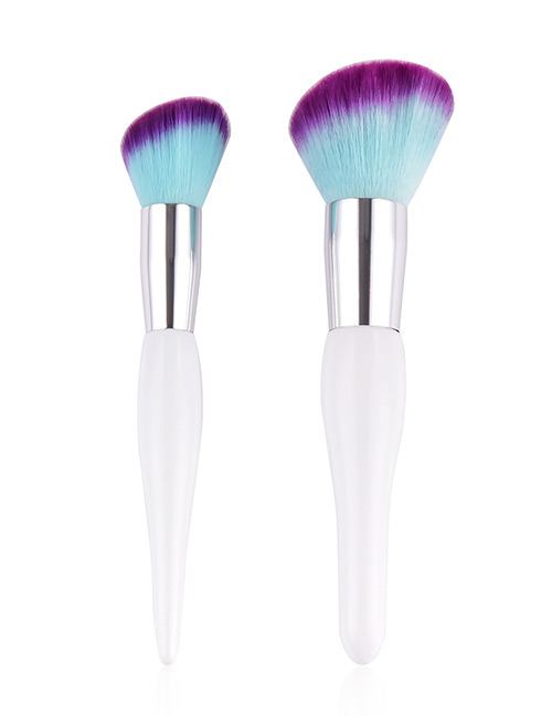 Fashion Blue+purple Oblique Shape Decorated Makeup Bruch (2 Pcs)