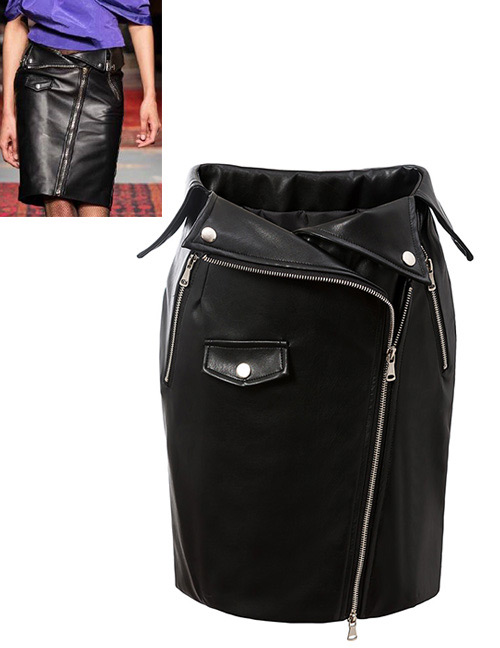 Fashion Black Zipper Decorated Skirt
