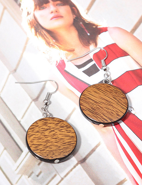 Fashion Coffee Round Shape Decorated Simple Earrings