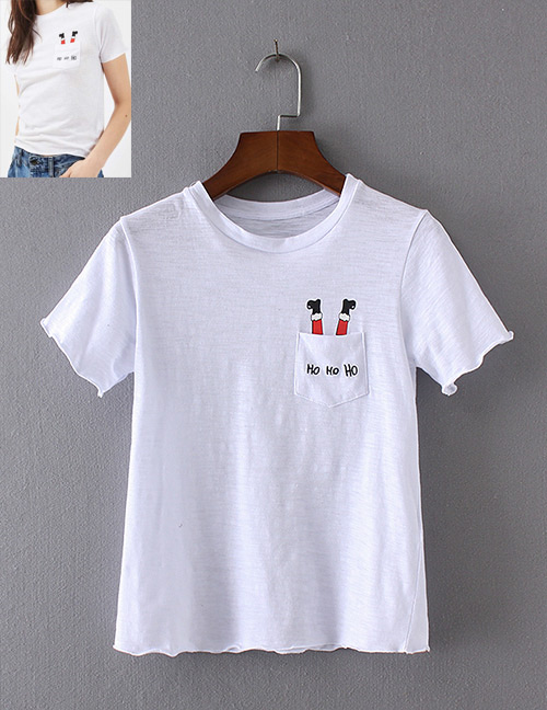 Fashion White Letter Pattern Decorated T-shirt
