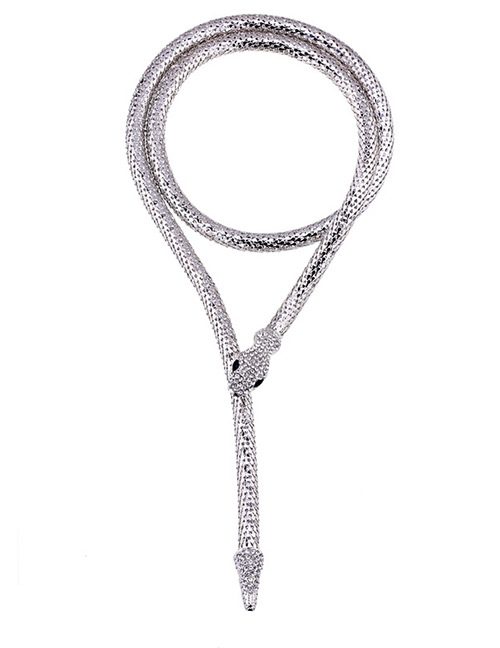 Vintage Silver Color Snake Shape Design Long Necklace