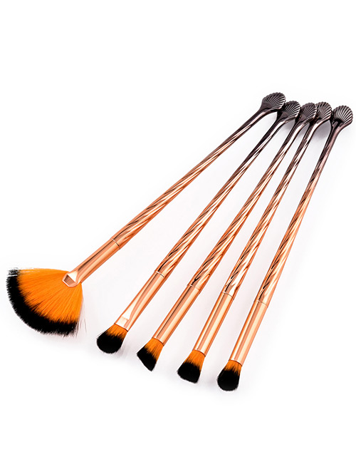 Fashion Orange Sector Shape Decorated Cosmetic Brush(5pcs)