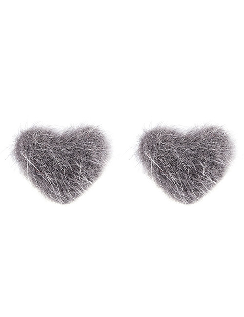 Fashion Gray Heart Shape Decorated Pure Color Earrings