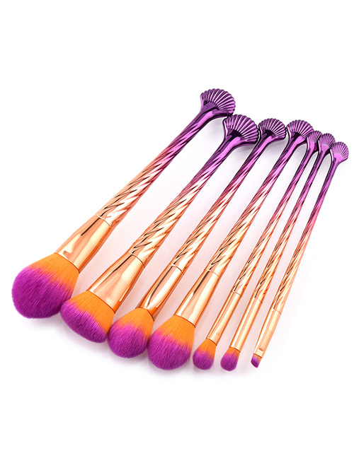 Trendy Purple+orange Color Matching Decorated Cosmetic Brush(7pcs)