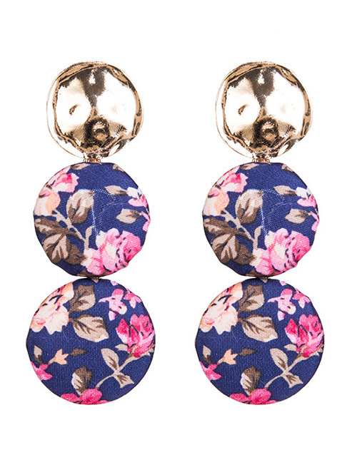 Exaggerated Purple Flower Pattern Decorated Earrings
