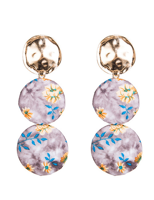 Exaggerated Gray Flower Pattern Decorated Earrings