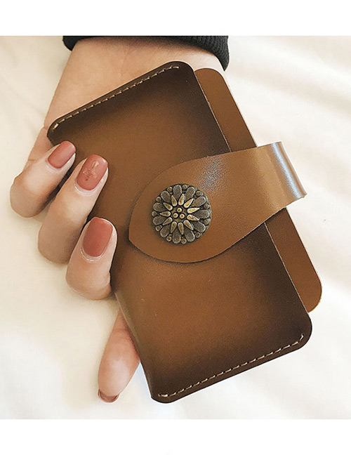 Vintage Brown Flower Shape Decorated Wallet