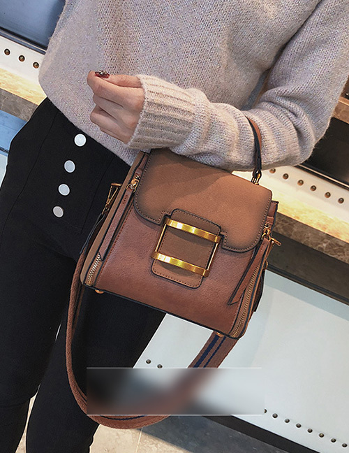 Fashion Brown Button Decorated Shoulder Bag