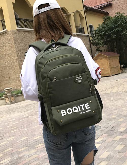 Fashion Olive Letter Pattern Decorated Backpack