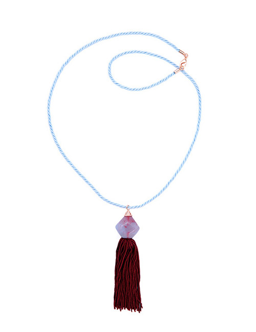 Fashion Claret Red Tassel Pendant Decorated Necklace