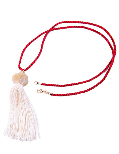 Fashion Beige Tassel Pendant Decorated Necklace