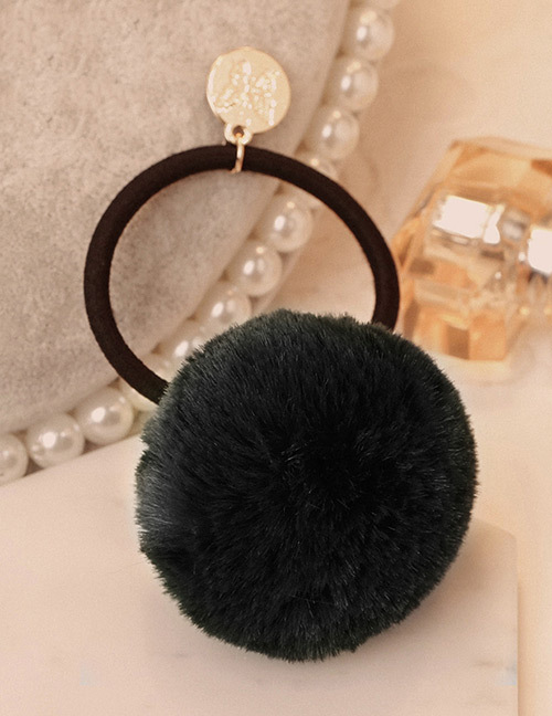 Lovely Black Fuzzy Ball Decorated Pure Color Hair Band