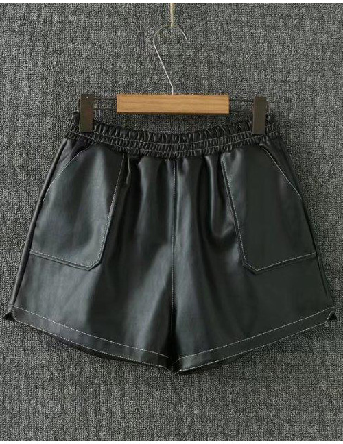 Fashion Black Pure Color Deccorated Simple Shorts