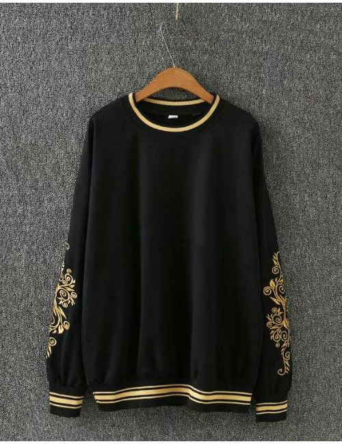 Fashion Black Embroidery Flowers Decorated Sweater