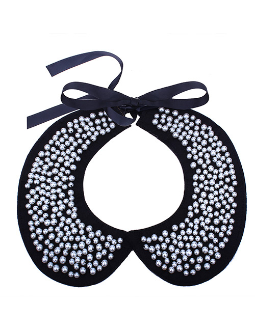 Fashion Silver Color+black Pearls Decorated Round Shape Choker