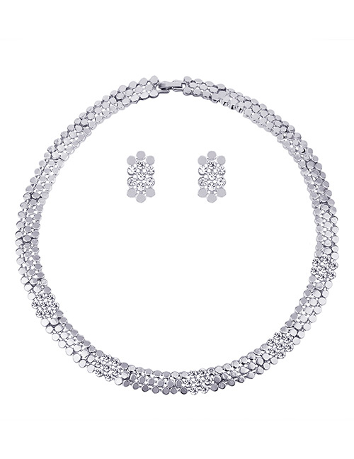 Fashion Silver Color Flower Shape Design Simple Jewelry Sets