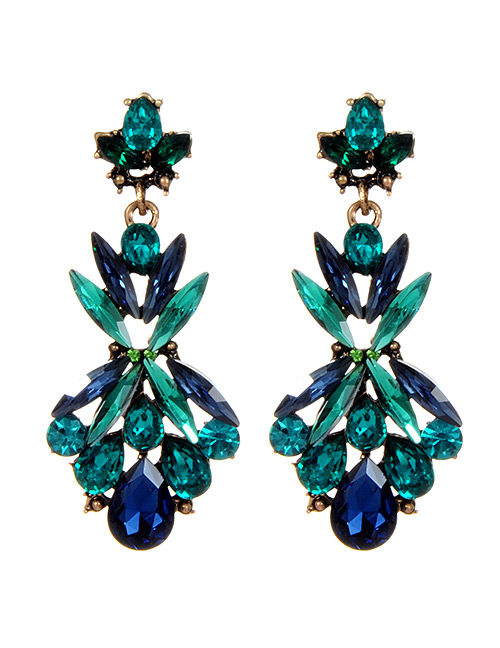Fashion Blue Geometric Shape Diamond Decorated Earrings