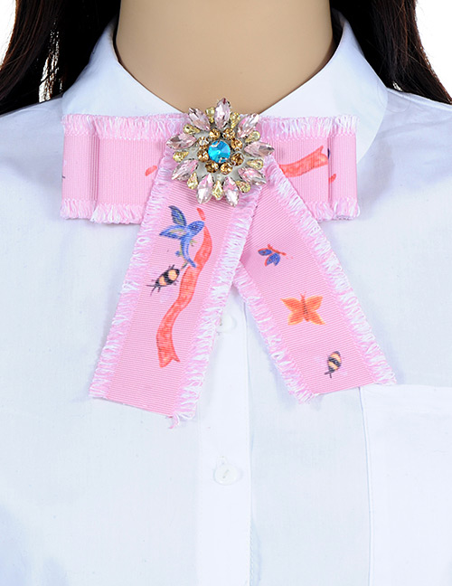 Fashion Light Pink Butterfly&bee Pattern Decorated Bowknot Brooch
