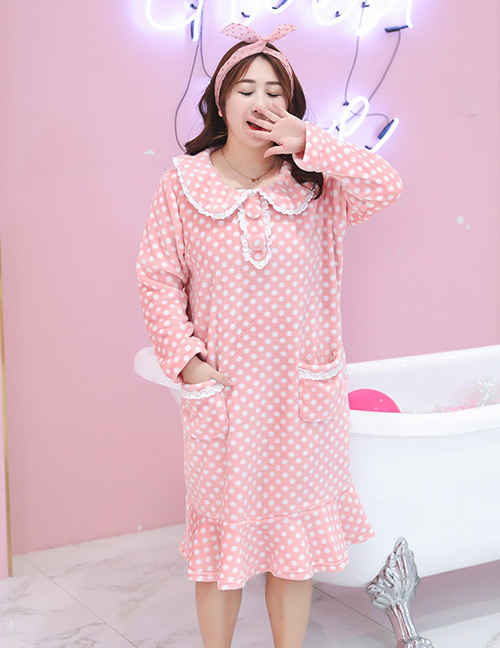 Trendy Pink Dots Pattern Decorated Leisure Dress