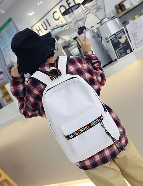 Fashion White Letter Pattern Decorated Backpack