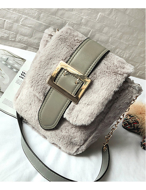 Fashion Gray Pure Color Decorated Shoulder Bag