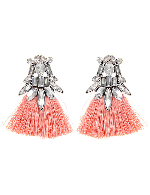 Bohemia Pink Tassel Decorated Earrings